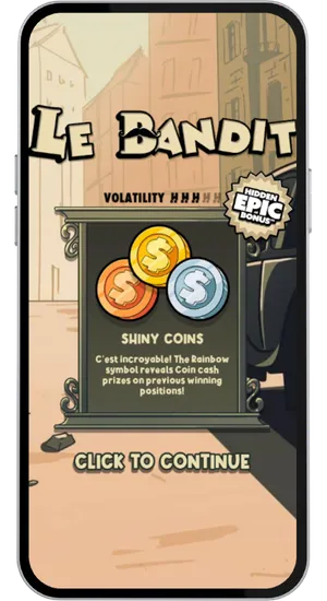 Finding Le Bandit slot in the casino lobby via search bar or browsing Hacksaw Gaming titles