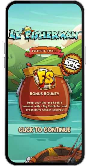 Finding Le Fisherman slot in the casino lobby by searching or browsing Hacksaw Gaming titles