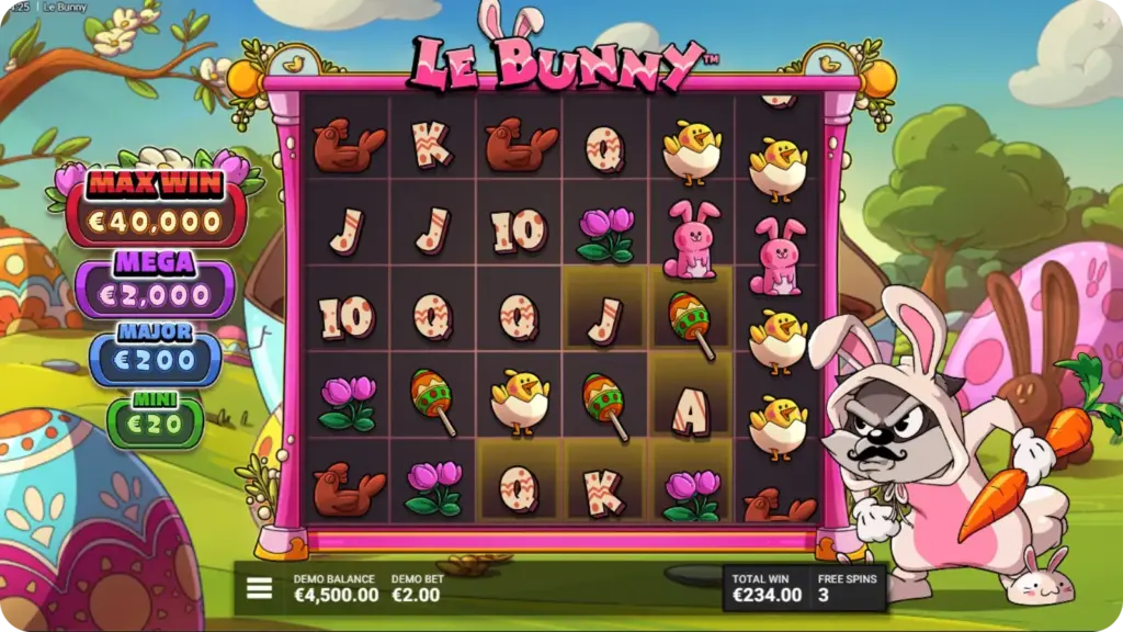 Le Bunny Jackpot Eggs and Golden Squares feature screenshot