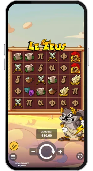 Setting bet between £0.10 and £50.00 in Le Zeus slot