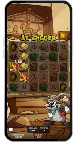 Le Digger free spins bonus round in play