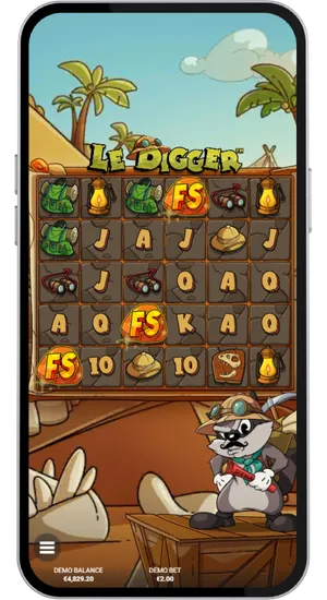 Le Digger scattered FS symbols on the reels
