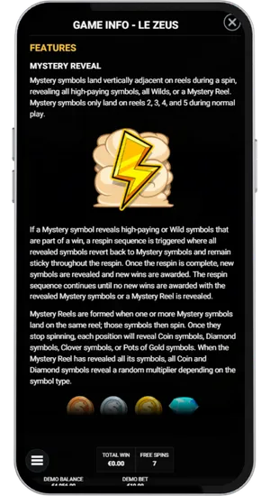 Le Zeus game info and feature rules