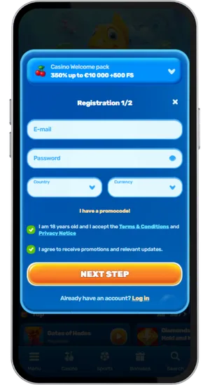 Signing up and depositing from £10 to play Le Zeus