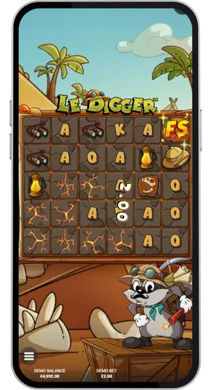 Spinning the reels and triggering features in Le Digger
